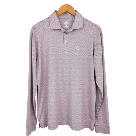 Rhoback The Whaler Performance Polo Purple Heather Stripe Men's L Long Sleeve - Picture 1 of 11